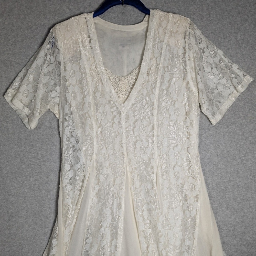 Starina Floral Lace Midi Dress Medium Vintage Cottage core Ethereal Fairycore